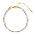 Bohemian purple beaded bracelet with gold accents and an adjustable lobster clasp - Purple Style (B-B24071901B)