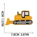 Detailed yellow bulldozer embroidered patch for kids' clothing with size measurements - Yellow Bulldozer (W9WJ-078-10)