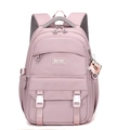 Zaino rosa chiaro minimalista in nylon capiente con ciondolo a cuore per studentesse - Viola Chiaro