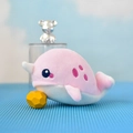 Soft pink narwhal plush keychain with embroidered eyes and cute spots for bag decoration. - 12cm / Pink