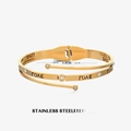Bracelet LOVE double couche en acier inoxydable doré avec accents en zircone cubique - Style Orné de Diamants Lettre LOVE / Doré