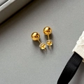 Minimalist 925 silver needle gold ball stud earrings with a polished mirror finish - Small (RF536) / Gold