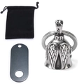 Silver biker bell with angel wings and USA motif including black velvet pouch and tag - Steel Color with Pouch & Tag