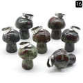 Bloodstone mushroom pendants with silver metal clasps on a clean white background - Dragon Blood Jasper (1pc)