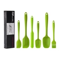 Set di 6 utensili da cucina in silicone verde con spatole e pennello in scatola - Set da 6 Pezzi Verde (Scatola a Colori)