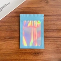 Light blue stand-up pouch with holographic rainbow window for jewelry storage - 10.5*15cm Blue