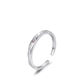 Adjustable S925 sterling silver ring with rippled texture and a small pink gemstone - Adjustable Open / Pink