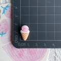 Miniature resin ice cream cone toy on a measuring mat showing small size details - Pink Ball Ice Cream Cone