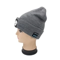 Gray knitted beanie with integrated LED light and Bluetooth speakers for music and calling - 4-LED Bluetooth Style / Light Heather Grey
