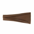 Elastic dark brown sports headband in soft breathable fabric for running yoga and fitness - Light Brown