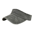 Adjustable dark grey washed cotton sun visor hat with vintage distressed finish for sport - Army Green