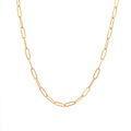 Minimalist golden paperclip chain necklace with sleek rectangular links on white background - 4*12mm Paperclip Chain