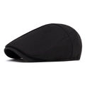 Gorra plana clásica negra de lana gruesa con detalles de costura finos - Negro