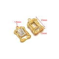 Gold stainless steel rectangle pendant with clear cubic zirconia and dimensions - 15*23mm Gold Hollow White Gemstone Pendant (5PCS/Pack)