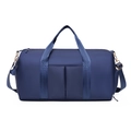 Dark blue travel fitness bag in durable nylon with wet-dry separation and shoulder strap - Navy Blue