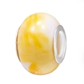 Gradient yellow and white marble resin bead with silver metal core for DIY bracelets - Yellow and White Marble Pattern Style (014)