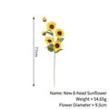 Single stem artificial sunflower bouquet with 4 blooms and 2 buds at 77cm height - New 6-Head Sunflower