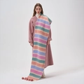 Colorful striped plush scarf with pink pompoms for winter, macaron style knit wrap - 37*210cm / Pink Blue Striped Pom Pom