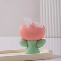 Pink and orange tulip scented candle with green base and white ribbon bow detail - Deep Pink with Light Green Leaf