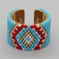 Light Blue White Red Gold Geometric Diamond (MI-R23061403H)