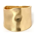 Modern wide gold bracelet with matte brushed finish and irregular wavy edge design - Matte Brushed Wide (SZYS-002HJ-J)