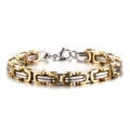 Men's two-tone Byzantine stainless steel chain bracelet with a square clasp closure - 18cm / 5mm Two-Tone Gold