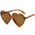 Fashionable oversized heart-shaped sunglasses featuring classic tortoiseshell frames and brown lenses - Tortoiseshell Frame Tea Lens