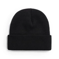 Classic black knitted beanie with a wide cuffed brim for winter warmth and style - One Size / Black