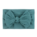 Soft nylon baby headband with a large dark teal knit bow for infants and girls - Navy Blue