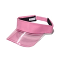 Detailed view of the pink transparent TPU visor brim with polyester headband and adjustable strap - Pink