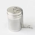 Macro view of SUS304 stainless steel tea infuser mesh with chain and lid detail - Small Machined Style