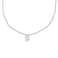 Collier minimaliste en acier argenté avec petit pendentif capsule sur chaîne à mailles - Lettre I / Acier