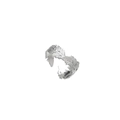 Silver feather design titanium steel open ring with detailed leaf texture for women - Silver (R305098)