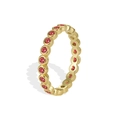 Minimalist gold plated brass ring with micro-paved red round gemstones in eternity band style - US 5 / Gold Garnet Red Zirconia