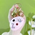 Pink camera-shaped whack-a-mole game keychain with golden bell and bell accessories - Cloud Projector Camera - Pink