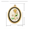 Pendentif rose émaillée dorée avec strass et cadre en acier inoxydable, 26mm x 18mm - YE840 Rose Dorée