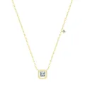 Collar minimalista de plata de ley S925 con colgante cuadrado de circonita de azúcar - Dorado