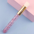 Eyelash cleaning brush with pink glitter handle and soft white bristles for facial care - Pink Glitter + Gold Ferrule
