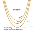 Three-layer gold stainless steel necklace set with paperclip, snake, and cable chains - Triple Layer Stacked Style (YYN023391)