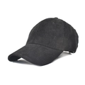 Detail view of the black corduroy fabric texture and curved brim of the baseball cap - Adjustable / Black