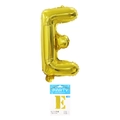 Golden letter E foil balloon for birthday party decoration with retail card packaging - Letter E (With Backing Card) / 16" / Gold