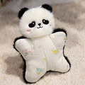 Cute panda plush puppet with star-shaped floral fabric body on soft white carpet - Panda