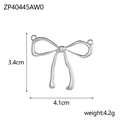 Polished silver stainless steel bow pendant for DIY jewelry making 4.1cm width - ZP40445AW0-Silver Large Bowknot (4.1x3.4cm)