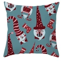 Detail of Christmas pillowcase featuring cute gnome and festive stocking print on peach skin fabric - Style 33
