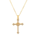 Collier à pendentif croix doré élégant avec zircons clairs sur fond blanc immaculé - Or KC