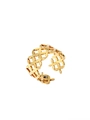 Detail of 18k gold plated ring featuring an intricate hollow lattice petal design - Adjustable Open / Hollow Floral Lattice Style