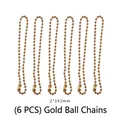 Set of 6 golden bead chains 2x142mm for DIY butterfly pendant keychains - Gold Bead Chains (6 Pcs)