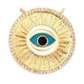 Gold-plated evil eye pendant charm with blue enamel and sparkling white zircon accents - Dark Blue Sunburst M916926-White