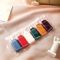Travel toiletry bottle set with 6 matte containers in a clear PVC zipper pouch - Retro Colors (6-Pack)