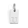 Silver stainless steel rectangular pendant with engraved letter U for DIY jewelry making - Steel U / Corroded Lettering 10*6*1.5mm